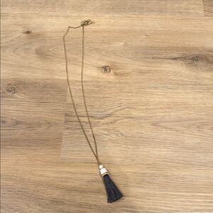 J. Crew Gold and Black Tassel Necklace